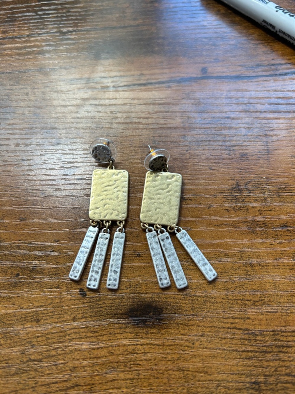 Cabi Gold and Silver Two-Tone Dangle Earrings - Women Jewelry